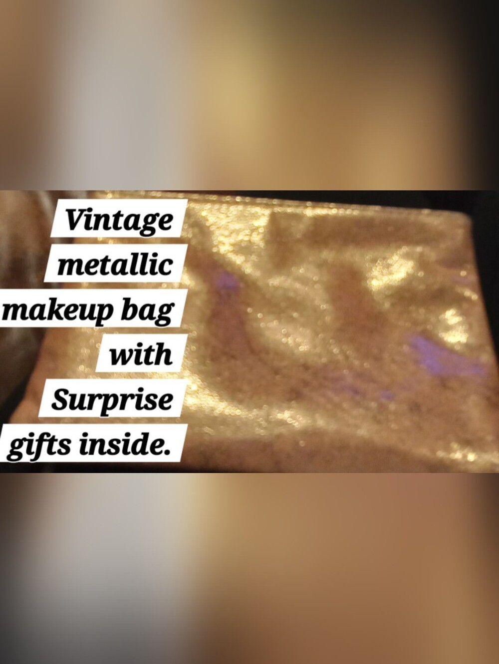 Metallic Gold Cosmetic Pouch with Shimmer Finish